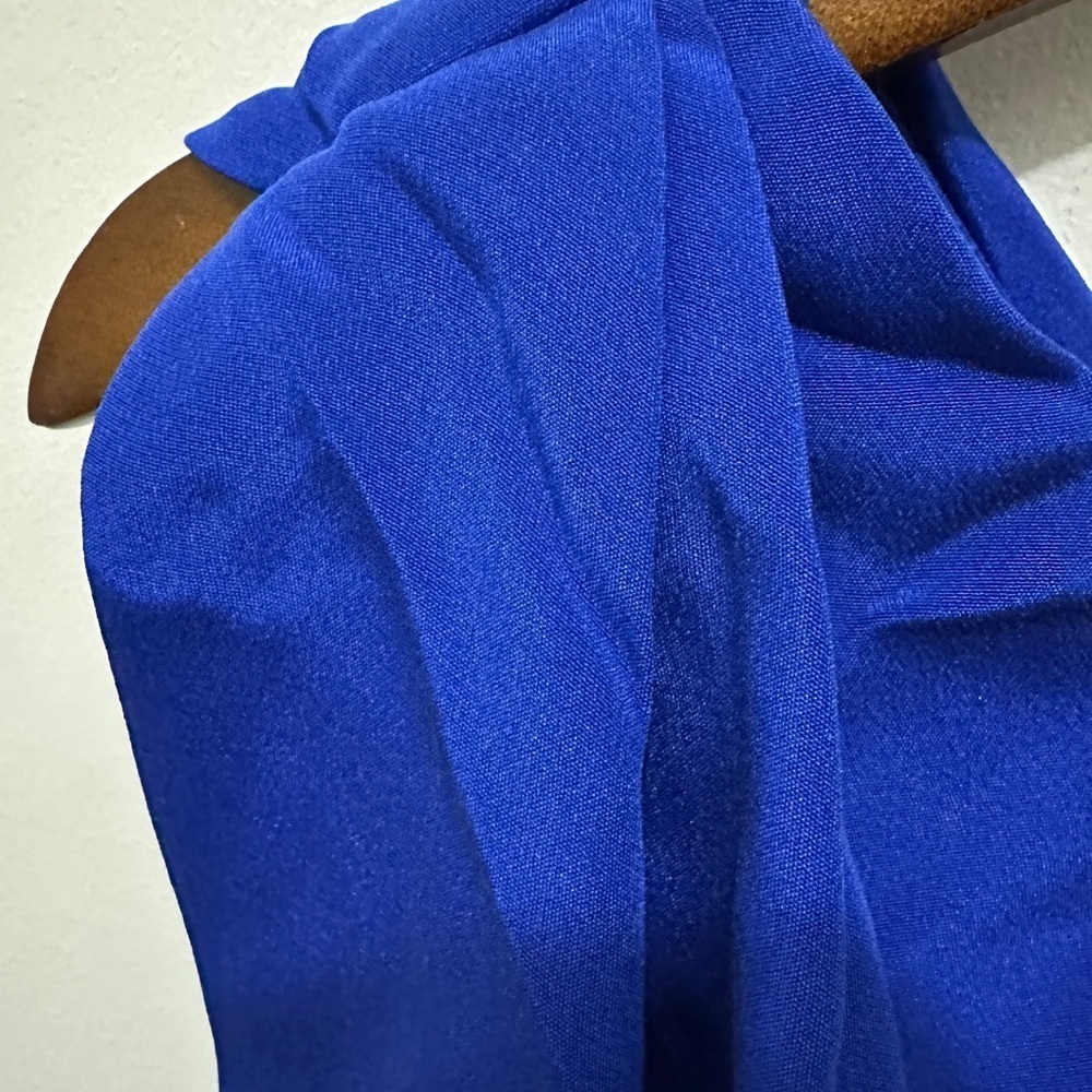 326 Spenser Jeremy | NWOT 100% Silk Royal Blue Cowl Neck Maxi Dress (Size 8) - Picture 6 of 11